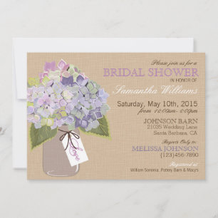 Invitación Ducha nupcial rusa de Mason Jar Hydrangea