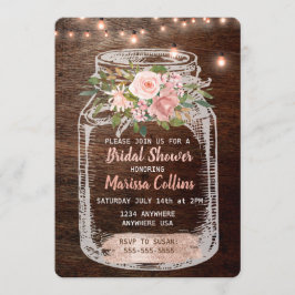 Invitación Ducha nupcial rusa, Mason Jar alumbra a la flor bo