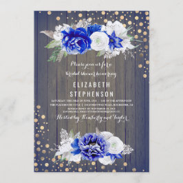 Invitación Ducha nupcial rústica con flores de marina