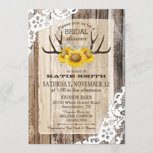 Invitación Ducha nupcial rústica de las astas de madera del
