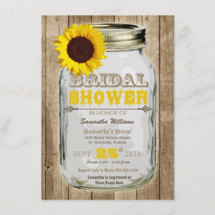 Invitación Ducha nupcial rustica de Sunflower Mason Jar