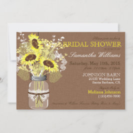 Invitación Ducha nupcial rustica de Sunflower Mason Jar Burla