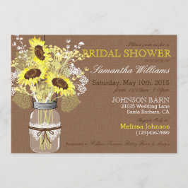 Invitación Ducha nupcial rustica de Sunflower Mason Jar Burla