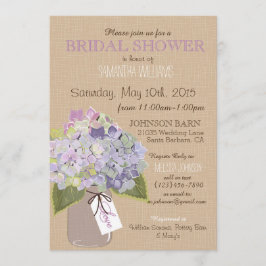 Invitación Ducha nupcial rústica del Hydrangea del tarro de