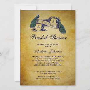 Invitación Ducha nupcial rústica del pavo real