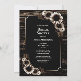 Invitación Ducha nupcial Rustica Floral de Madera