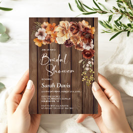 Invitación Ducha nupcial Rustica Floral de Madera