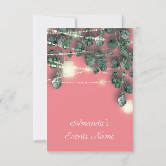 Invitación Ducha nupcial Rústica Madera Oro Jars Luces (Reverso)