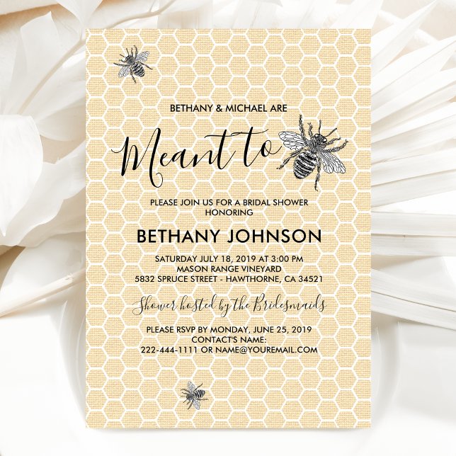 Invitación Ducha Nupcial Rústica Meant to Bee (Subido por el creador)