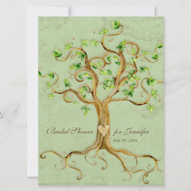 Invitación Ducha nupcial sabia Antiqued raíces del árbol del (Anverso)