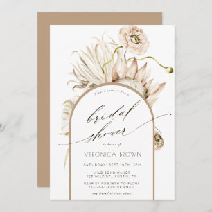 Invitación Ducha nupcial salvaje Boho Protea Pampas