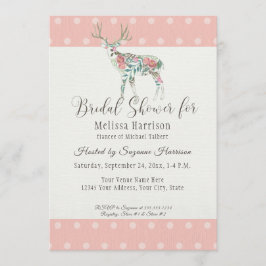 Invitación Ducha nupcial Sencillo Punto Rosa moderno Antlers