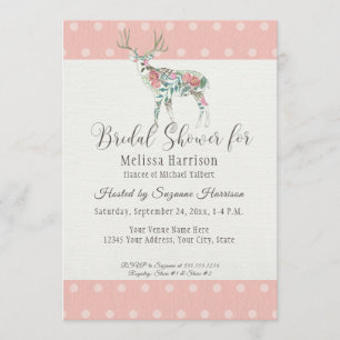 Invitación Ducha nupcial Sencillo Punto Rosa moderno Antlers
