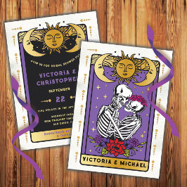 Invitación Ducha nupcial Skeleton Pareja Boda gótico Tarot