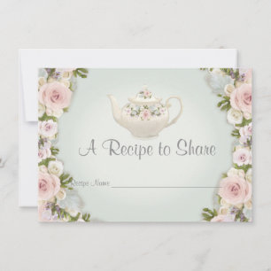Invitación Ducha nupcial Té Fiesta Receta Mint Rosa Floral