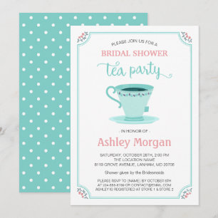 Invitación Ducha nupcial Tea Fiesta Flor Luz Tinta Rosa