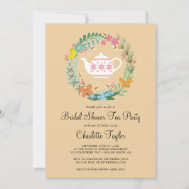 Invitación Ducha nupcial Tea Fiesta Mariposa Floral Wreath