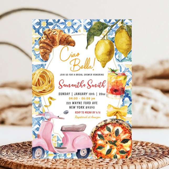 Invitación Ducha nupcial temática de cena italiana de Ciao Be (Subido por el creador)