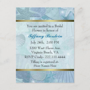 Invitación Ducha nupcial temática de Shell del mar bonito