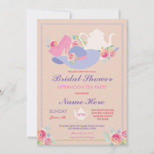 Invitación Ducha nupcial Tetera Gorra zapatillas Bachelorette
