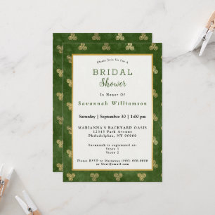 Invitación Ducha nupcial triple espiral de oro verde celta