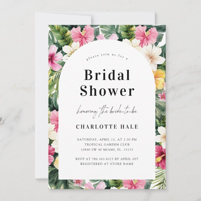 Invitación Ducha nupcial tropical floral (Anverso)