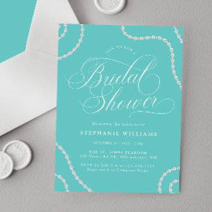 Invitación Ducha nupcial turquesa de Perlas Blancas