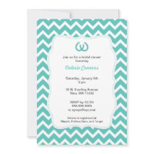 Ducha nupcial turquesa invita a Chevron