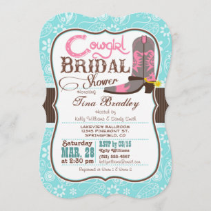 Invitación Ducha nupcial turquesa, rosa y marrón