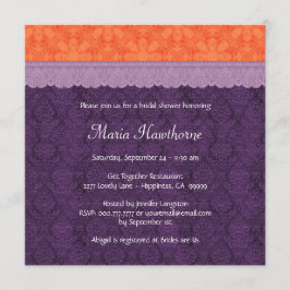 Invitación Ducha nupcial V016 del damasco púrpura y