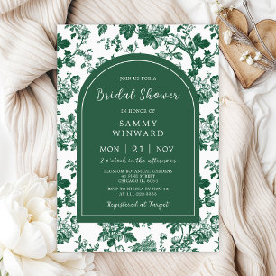 Invitación Ducha Nupcial Verde Antiguo Chinoiserie
