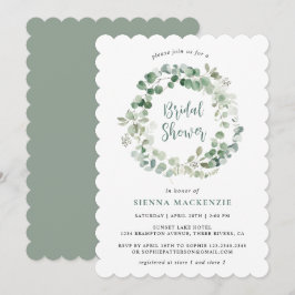 Invitación Ducha nupcial verde Eucalyptus Sage