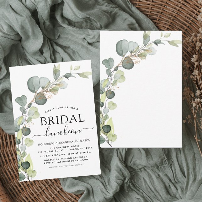 Invitación Ducha nupcial Verde luncheon Eucalyptus (Subido por el creador)