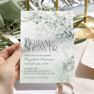 Invitación Ducha nupcial verde salvaje de eucalipto