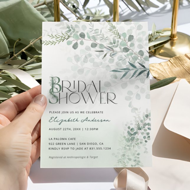 Invitación Ducha nupcial verde salvaje de eucalipto (Subido por el creador)