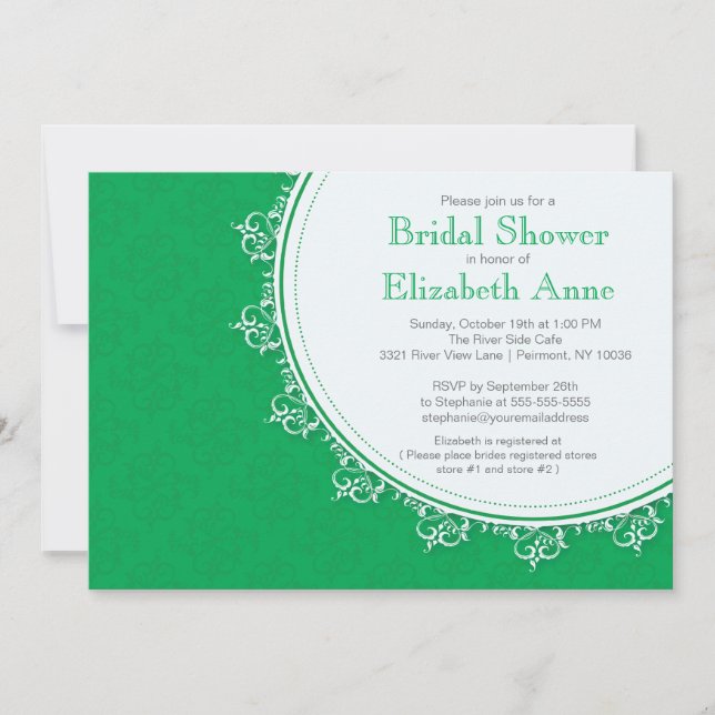 Invitación Ducha nupcial verde verde esmeralda moderna Bonito (Anverso)