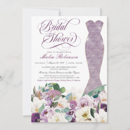 Invitación Ducha nupcial Vestido Glam Gown Lavanda Botánica
