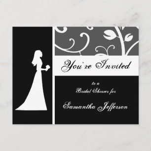 Invitación Ducha nupcial, vides blancos y negros