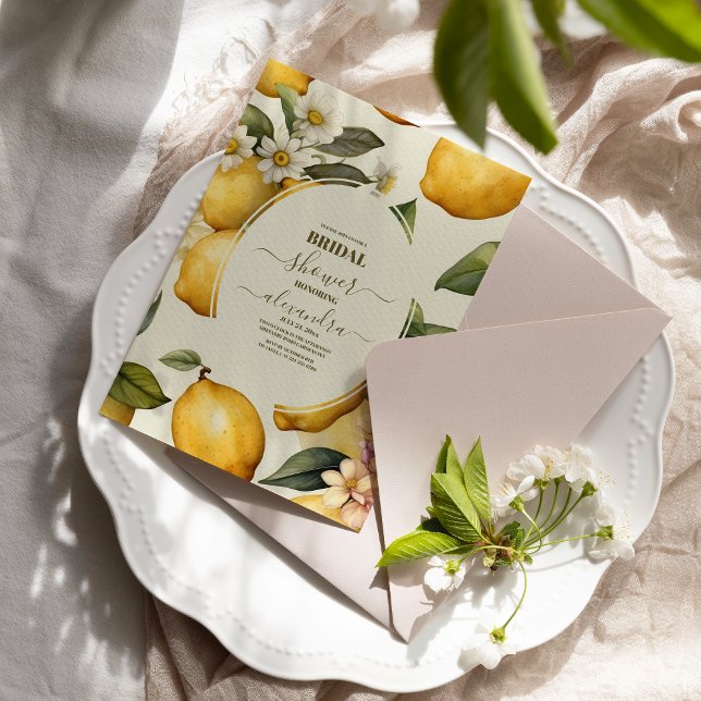 Invitación Ducha nupcial Vintage Lemon Foliage Mediterráneo (Subido por el creador)