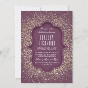 Invitación Ducha nupcial Vintage Purpurina Pluma