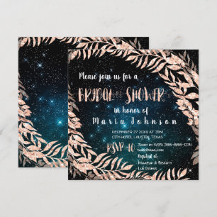 Invitación Ducha nupcial Wreath Rosa Oro cielo azul Estrellas