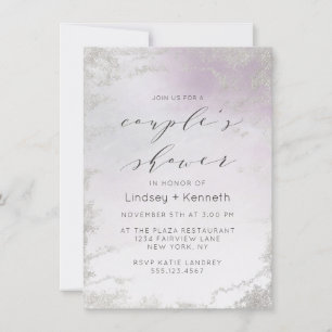Invitación Ducha Ombre Light Purple Relieve metalizado platea