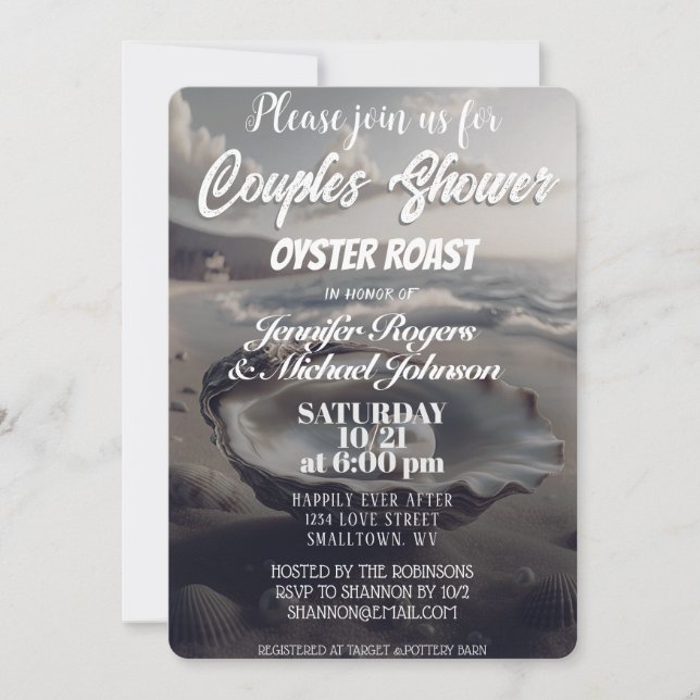 Invitación Ducha Oyster Roast Couples (Anverso)