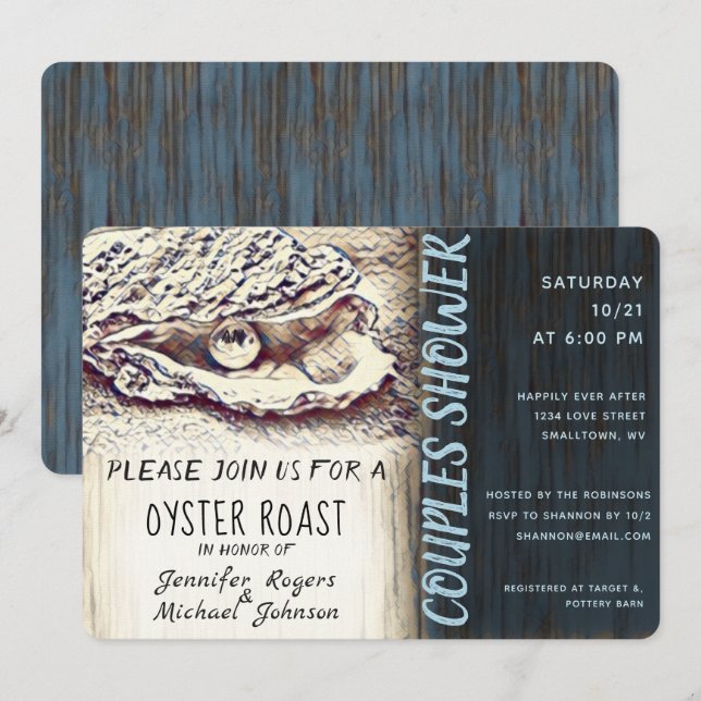 Invitación Ducha Oyster Roast Couples (Anverso / Reverso)