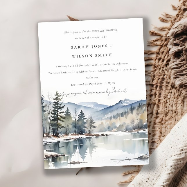 Invitación Ducha panorámica Winter Snow Mountain Lake (Subido por el creador)