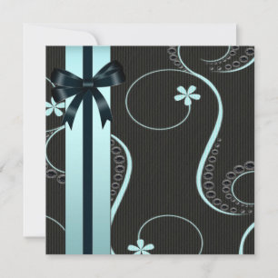 Invitación Ducha para bebé azul turquesa negro