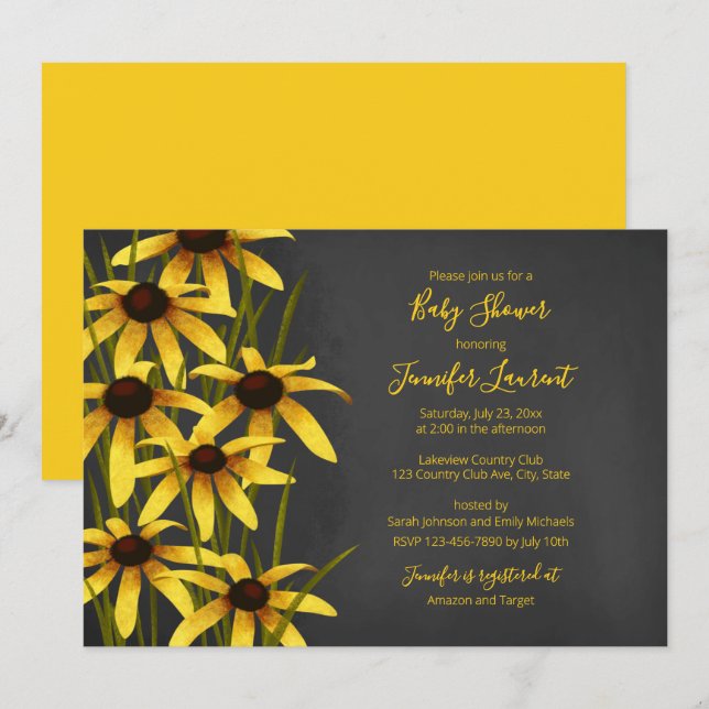 Invitación Ducha para bebé de Black Eyed Susan (Anverso / Reverso)
