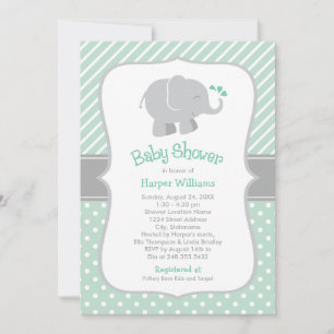 Invitación Ducha para bebé de elefante gris de la moderna men