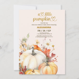 Invitación Ducha para bebé de florales acuarela de otoño de p