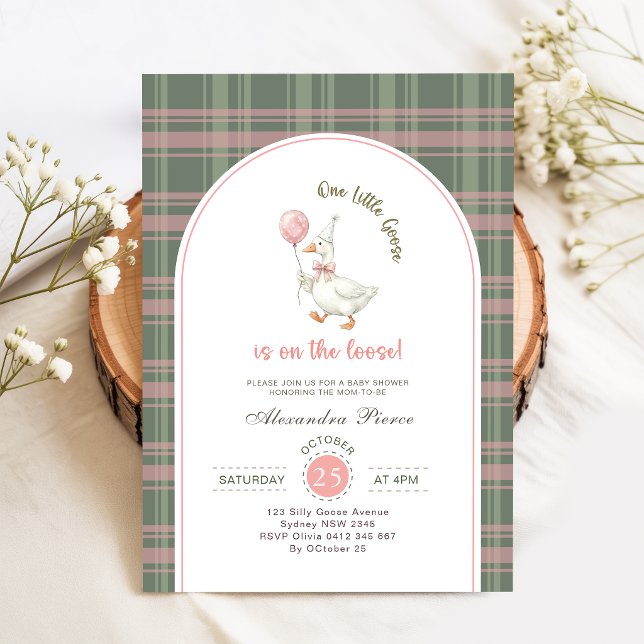 Invitación Ducha para bebé de género neutro con gingham de ga (Subido por el creador)
